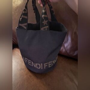 Fendi Black Canvas Tote Bag